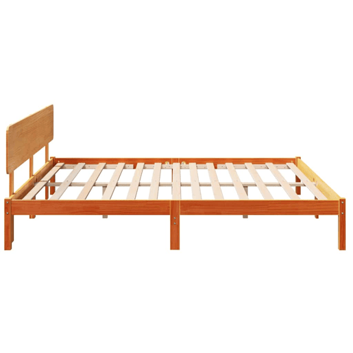 Estrutura de cama de casal simple com cabeceira - Marrom Cera 180 x 200 cm