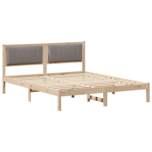 Estrutura de Cama de casal moderno com Cabeceira Estofada Cinzento-acastanhado