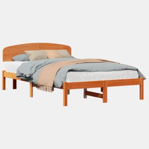 Estrutura de cama de casal simple com cabeceira - Marrom Cera 135 x 190 cm