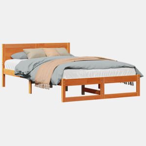 Estrutura de cama de casal simple com cabeceira - Marrom Cera 135 x 190 cm