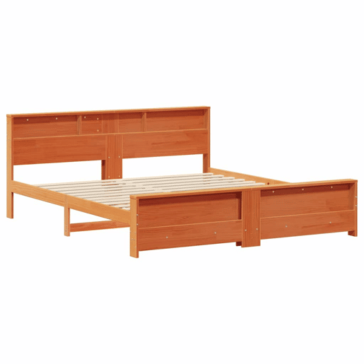 Estrutura De Cama De Casal King Size - Marrom Cera 200 x 200 cm Madeira processada