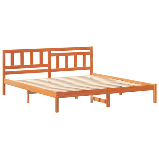 Estrutura de cama de casal simple com cabeceira - Marrom Cera 150 x 200 cm