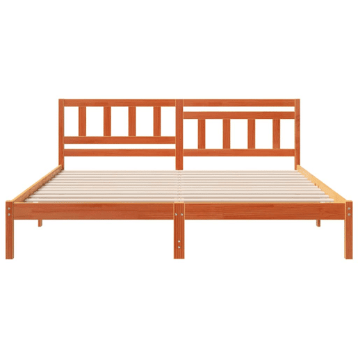 Estrutura de cama de casal simple com cabeceira - Marrom Cera 150 x 200 cm