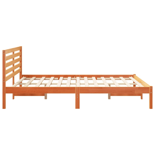 Estrutura de cama de casal simple com cabeceira - Marrom Cera 150 x 200 cm