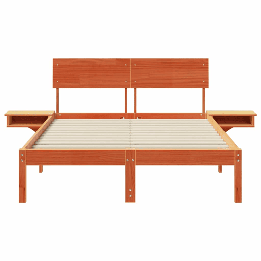 Estrutura de cama de casal simple com cabeceira - Marrom Cera 135 x 190 cm