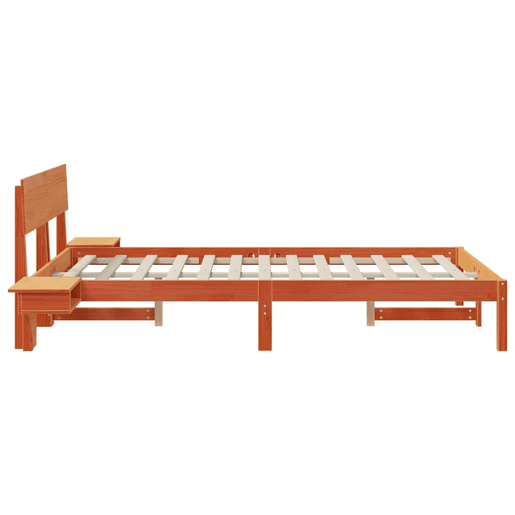 Estrutura de cama de casal simple com cabeceira - Marrom Cera 135 x 190 cm