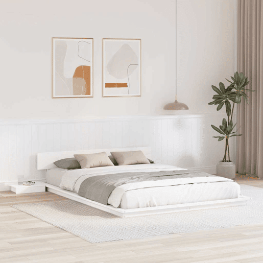 Estrutura da Cama de casal simple Branco 150 x 200 cm madeira