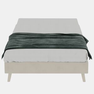 Cama moderna 90x200 cm - Base baixa em veludo estilo minimalista - Bege