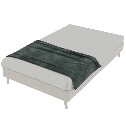 Cama moderna 90x200 cm - Base baixa em veludo estilo minimalista - Bege