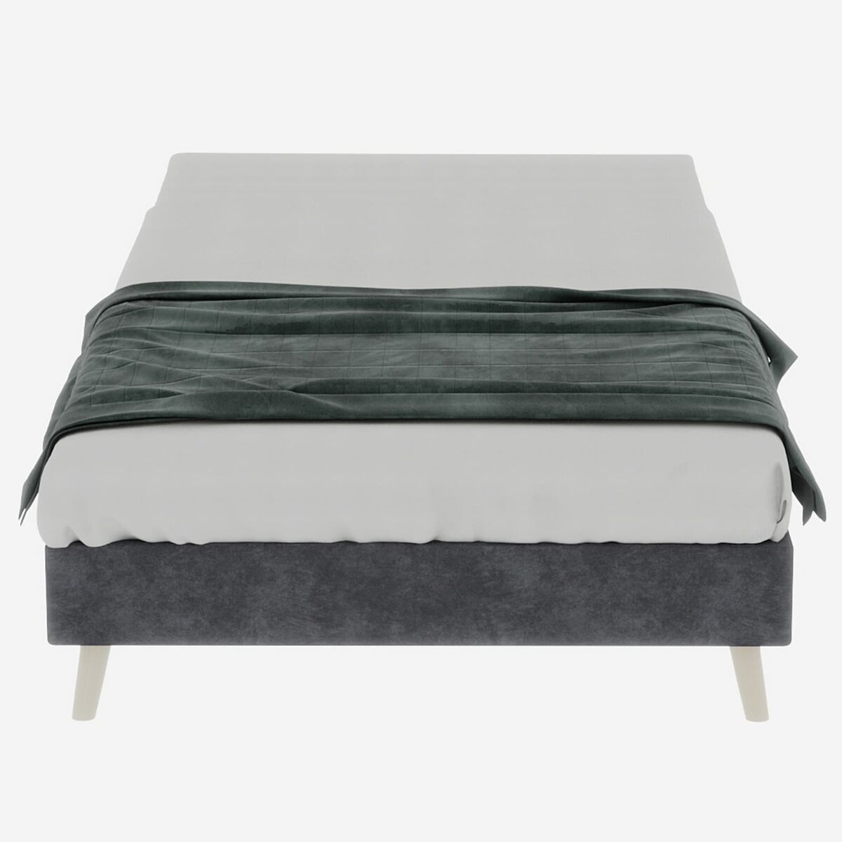 Cama minimalista 90x200 - base baja, estilo moderno, terciopelo holandés - gris