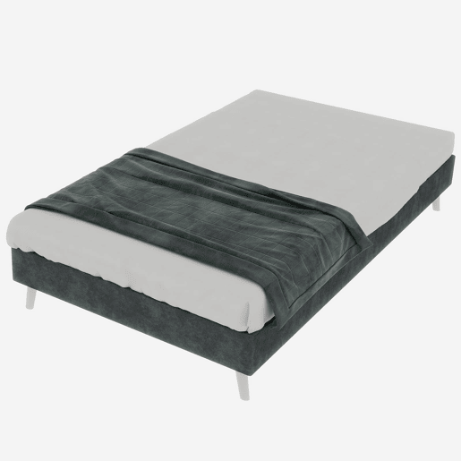 Cama Minimalista 90x200 - Base Baixa, Estilo Moderno, Veludo Holandês - Cinza
