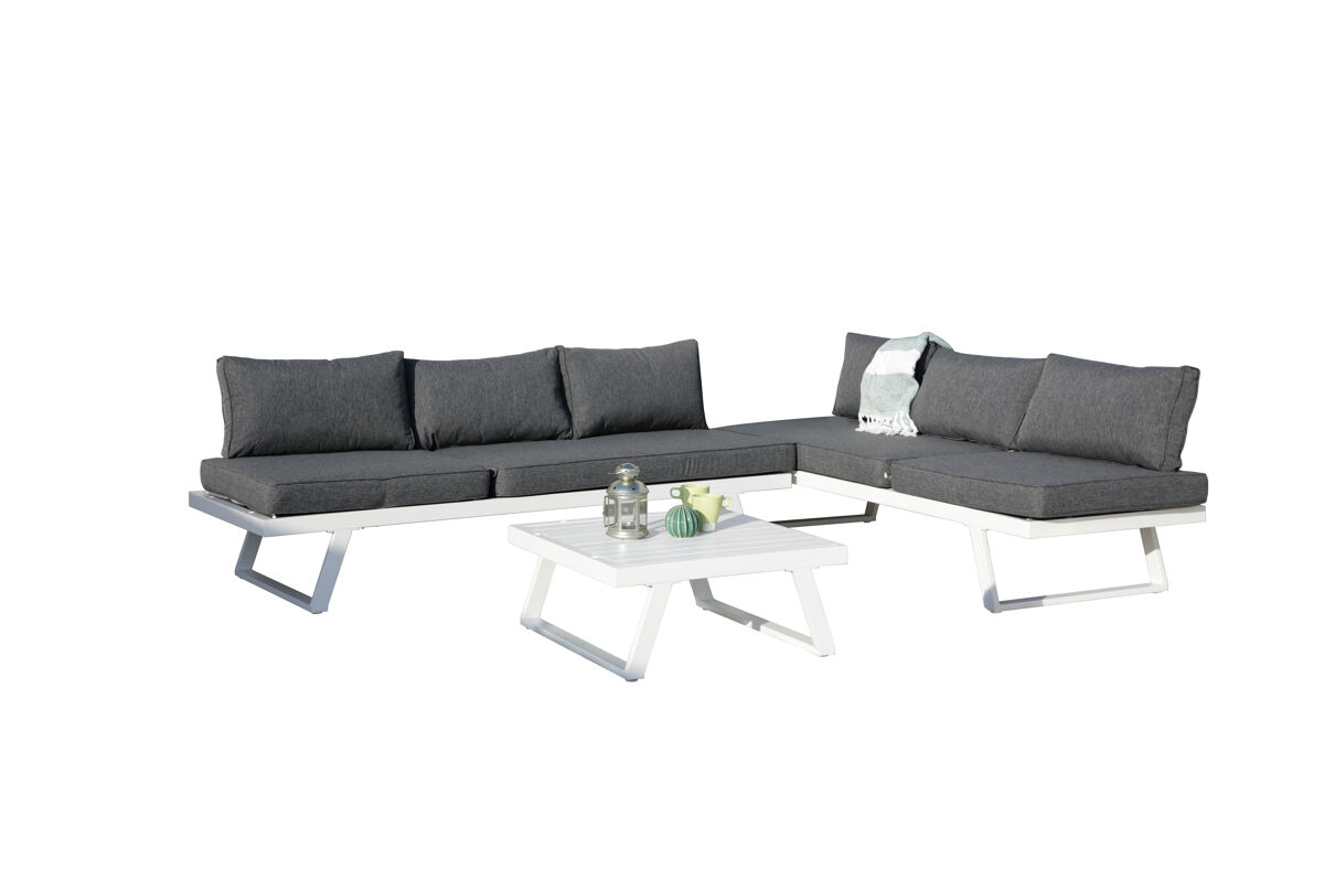 Set de jardín multifunción rinconera alicante esquinero aluminio blanco