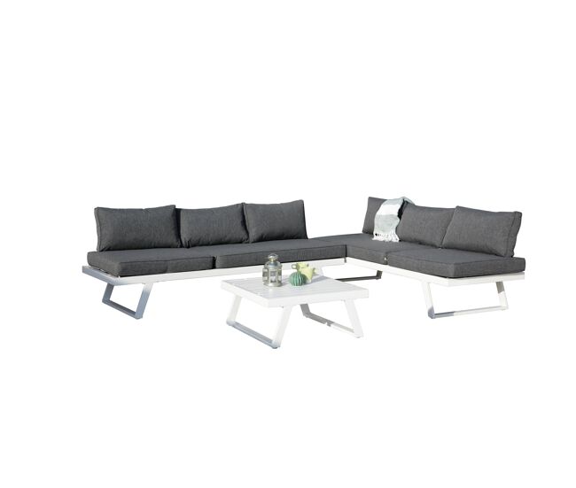 Set de jardín multifunción rinconera alicante esquinero aluminio blanco