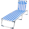 Aktive Espreguiçadeira de praia multiposições 186x49x30 cm estilo náutico com almofada