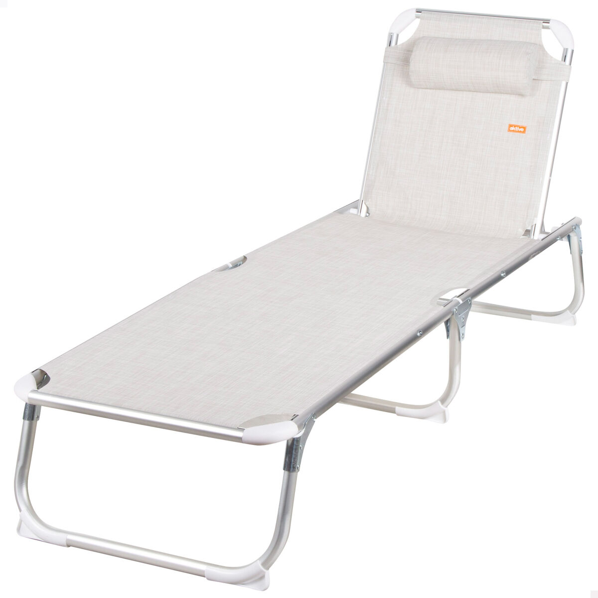 Aktive - Tumbona playa plegable aluminio 5 posiciones Beige