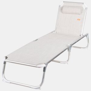 Aktive Espreguiçadeira de praia multiposições 186x49x30 cm bege com almofada