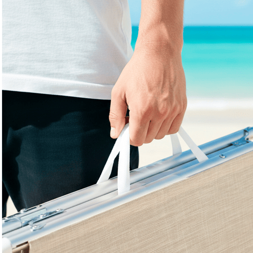 Aktive Espreguiçadeira de praia multiposições 186x49x30 cm bege com almofada