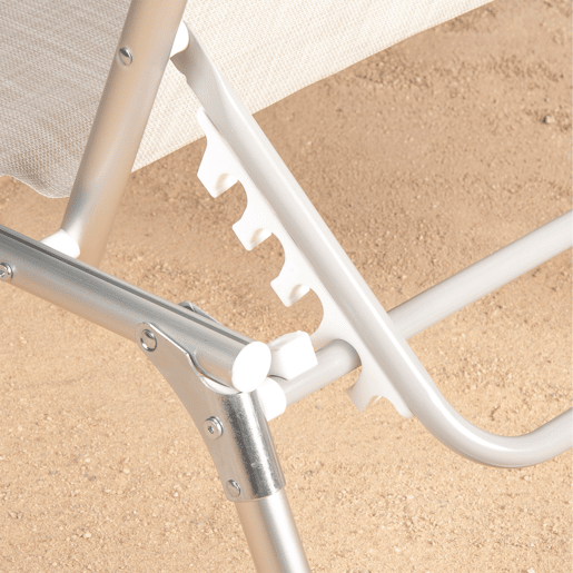 Aktive Espreguiçadeira de praia multiposições 186x49x30 cm bege com almofada