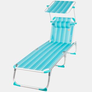 Aktive Espreguiçadeira de praia multiposições 186x49x30 cm turquesa com guarda-sol e almofada