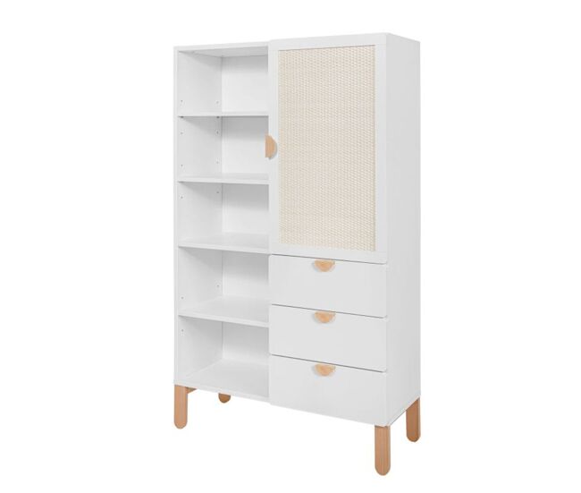 Librería bellamy laurie 1 puerta 3 cajones blanco y madera