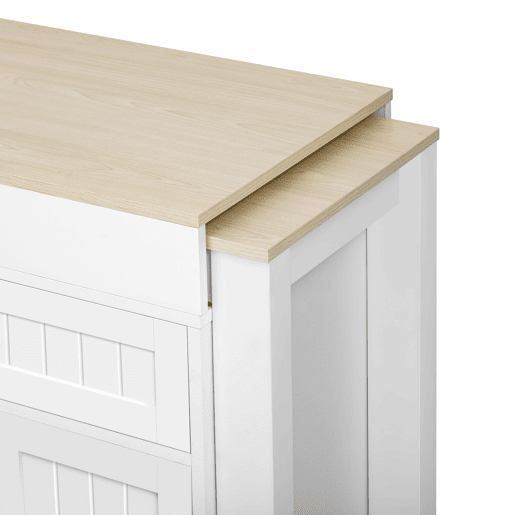Ilha de cozinha com rodas extensÃvel - bancada e gavetas - branco e natural Ilha de cozinha com rodas extensÃvel - bancada e gavetas - branco e natural