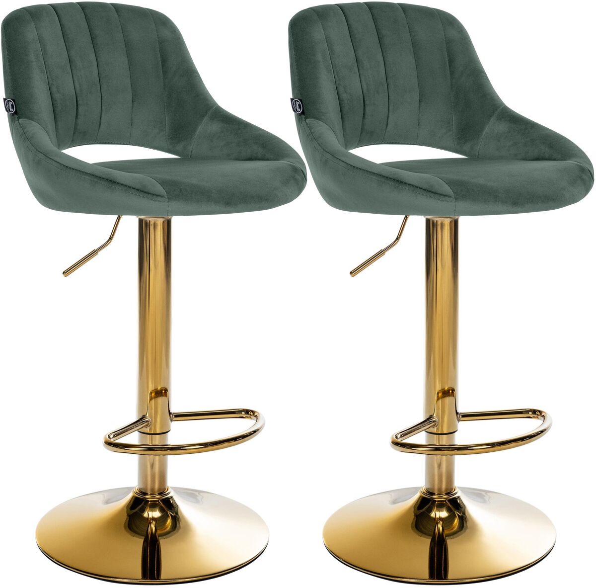 Juego de 2 taburetes de bar milet de terciopelo verde 48x47x85 cm