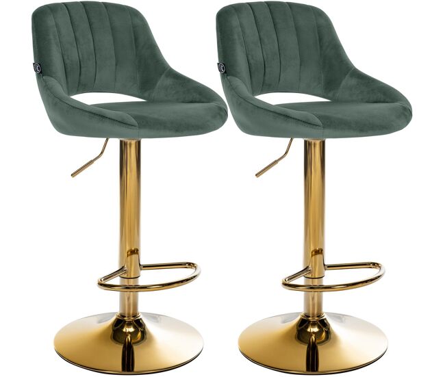 Juego de 2 taburetes de bar milet de terciopelo verde 48x47x85 cm