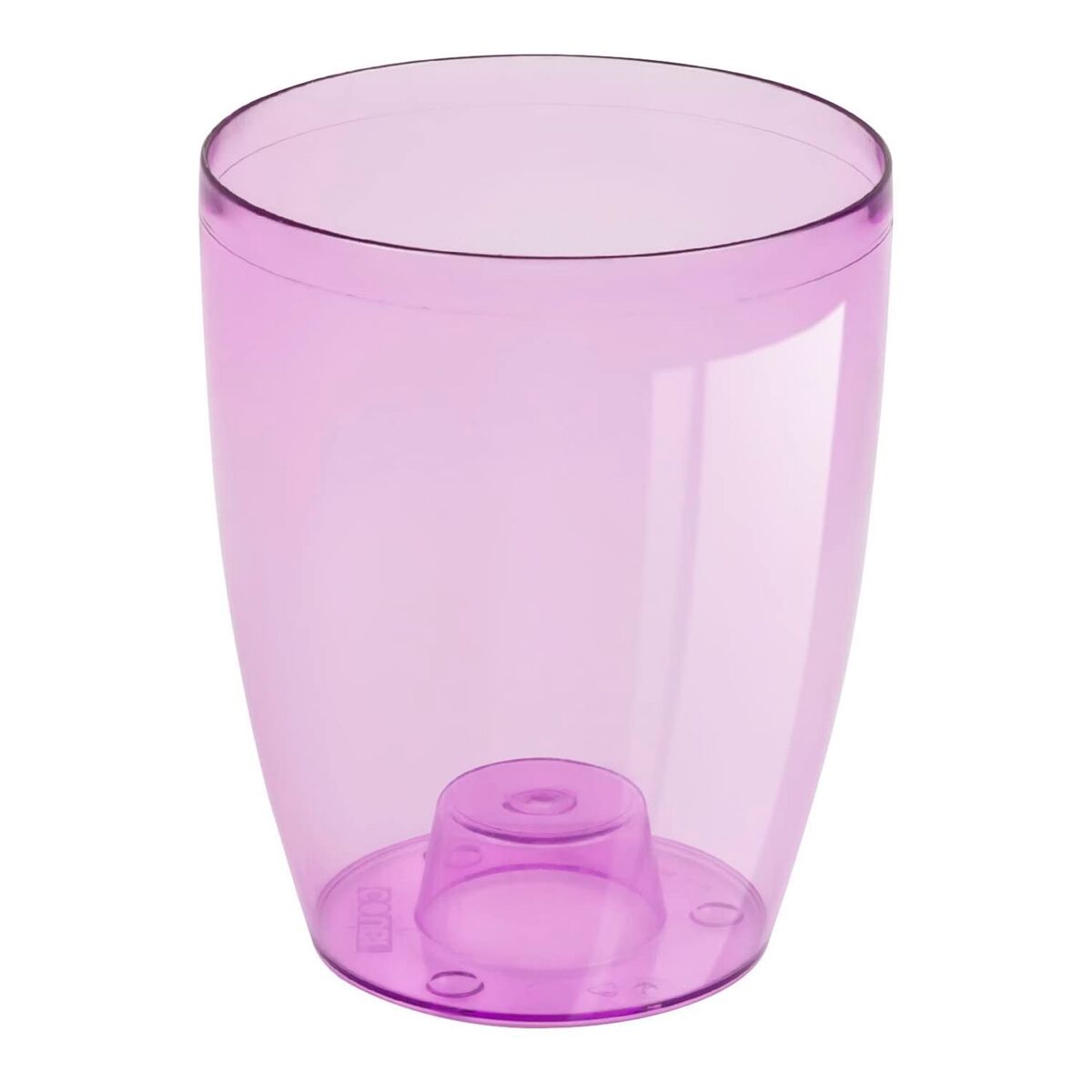 Macetero orquídea de plastico coubi orchid en color violeta transparente 13,2 (largo) x 13,2 (ancho) x 16 (altura) cm