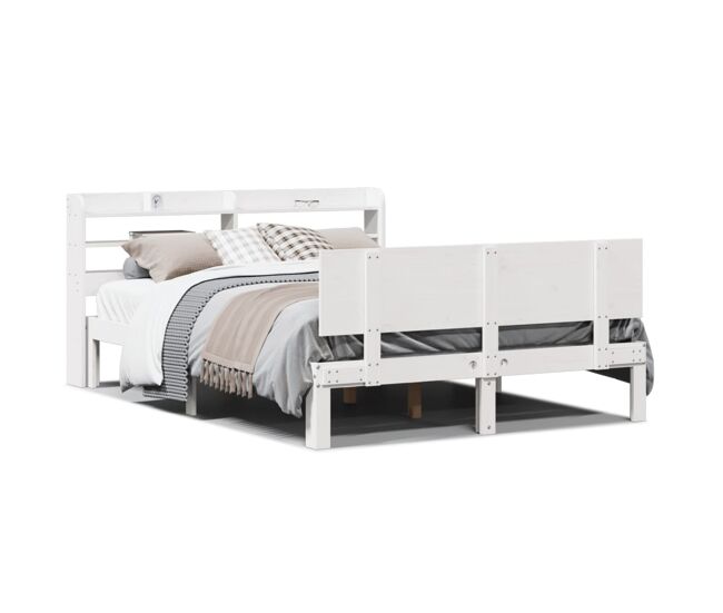 Estructura de cama doble matrimonial con cabecero - blanco 140x200 cm