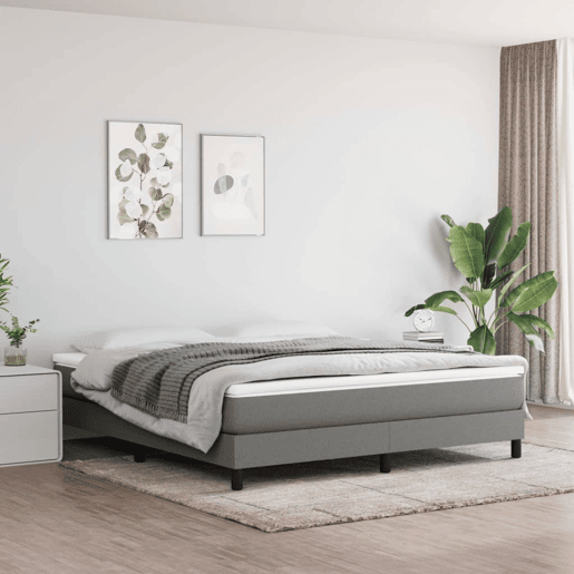 Estrutura de Cama de casal moderno com molas 180x200 cm tecido cinzento-escuro