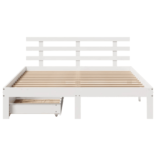 Estrutura de Cama de casal moderno com gavetas - 160x200 cm pinho maciço branco Estrutura de Cama de casal moderno com gavetas - 160x200 cm pinho maciço branco