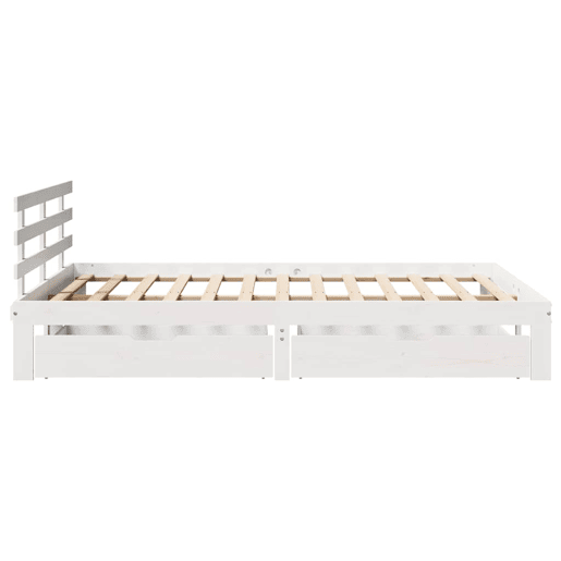 Estrutura de Cama de casal moderno com gavetas - 160x200 cm pinho maciço branco Estrutura de Cama de casal moderno com gavetas - 160x200 cm pinho maciço branco