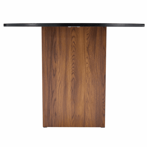 Mesa de jantar redonda de 100 cm u2013 com prateleira de arrumação, estrutura metálica, design moderno para 2 a 4 pessoas u2013 nogueira e preto
