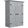 Outsunny Casota de Jardim em Madeira 115x53x156 cm Armário Exterior com Duas Portas, 2 Prateleiras e Telhado Inclinável, Cinzento