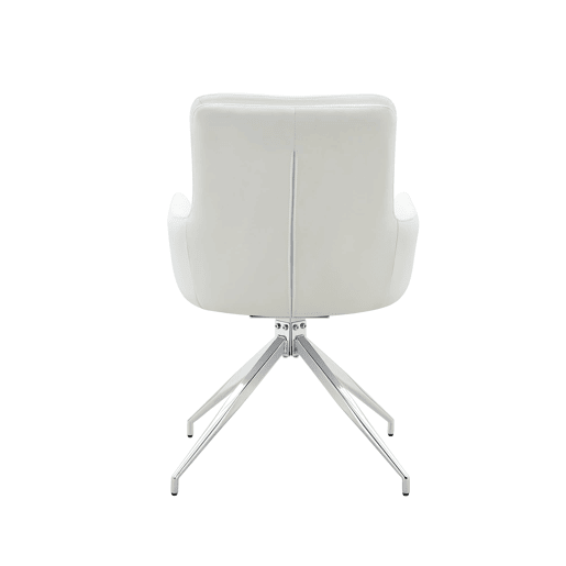 Cadeira giratória 2 unidades - Design luxuoso e leve, giratória em 360°, PU branco + pernas em metal prateado Cadeira giratória 2 unidades - Design luxuoso e leve, giratória em 360°, PU branco + pernas em metal prateado