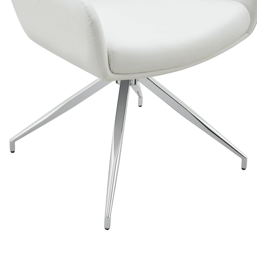 Cadeira giratória 2 unidades - Design luxuoso e leve, giratória em 360°, PU branco + pernas em metal prateado Cadeira giratória 2 unidades - Design luxuoso e leve, giratória em 360°, PU branco + pernas em metal prateado