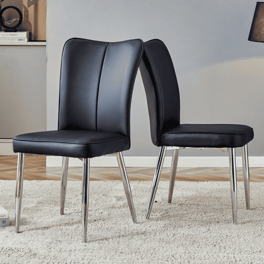 Cadeiras de sala de jantar 2 unidades 89 cm - modernas PU, pernas metálicas - preto prateado