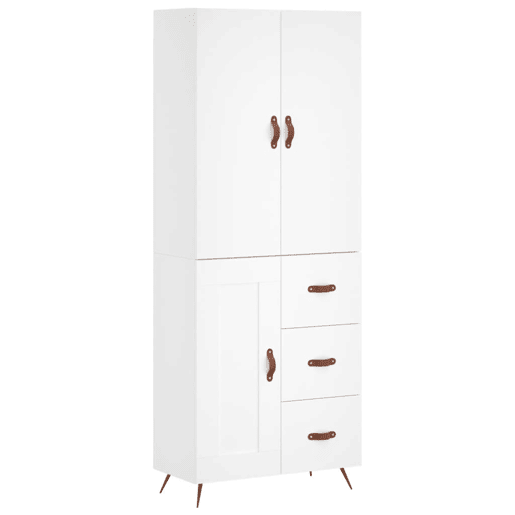 Armário alto - Bufete - Móvel de apoio 69,5x34x180 cm derivados de madeira branco pt664