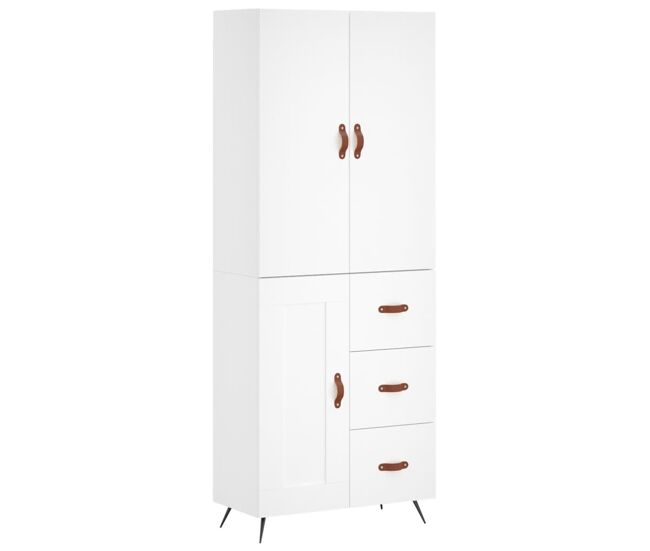 Aparador alto - mueble de almacenamiento madera contrachapada blanco 69,5x34x180 cm es664