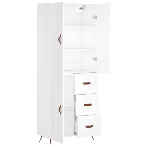 Armário alto - Bufete - Móvel de apoio 69,5x34x180 cm derivados de madeira branco pt664