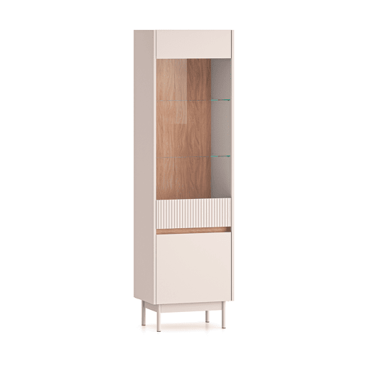 Armário expositor de 2 portas Connie Cashmere e madeira