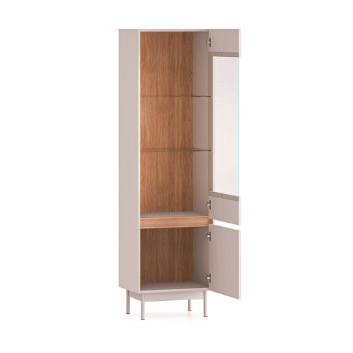 Armário expositor de 2 portas Connie Cashmere e madeira