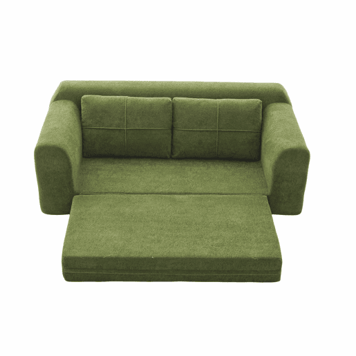 Sofá 2 em 1 179×95×79 cm - Transformável em cama, sem braços, dobrável, sofá de chão, compacto na caixa - Verde Exército