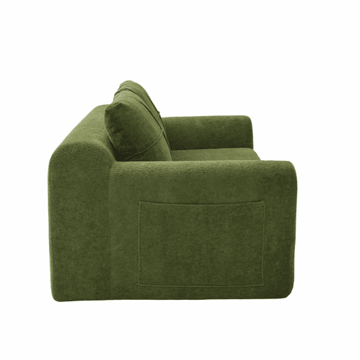 Sofá 2 em 1 179×95×79 cm - Transformável em cama, sem braços, dobrável, sofá de chão, compacto na caixa - Verde Exército