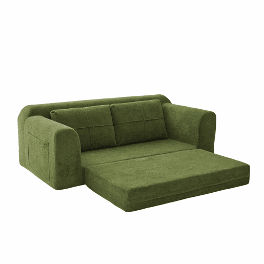 Sofá 2 em 1 179×95×79 cm - Transformável em cama, sem braços, dobrável, sofá de chão, compacto na caixa - Verde Exército