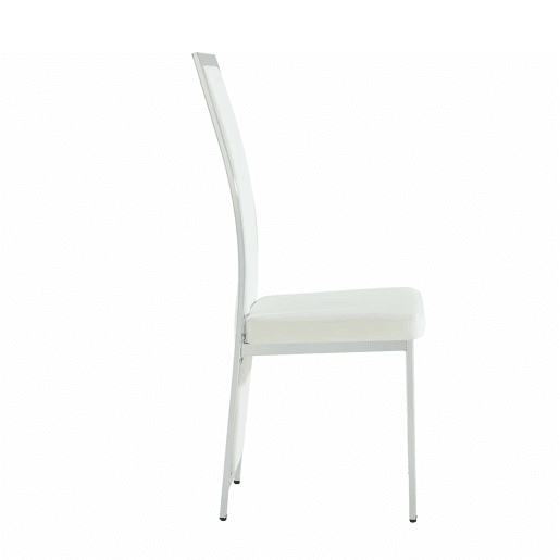 Cadeiras de sala de jantar 4 unidades 109 cm - design minimalista europeu, estofadas em couro sintético PU com estrutura metálica brilhante - branco e prata