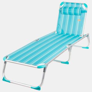 Aktive EspreguiƧadeira de praia multiposiƧƵes 186x49x30 cm turquesa com almofada