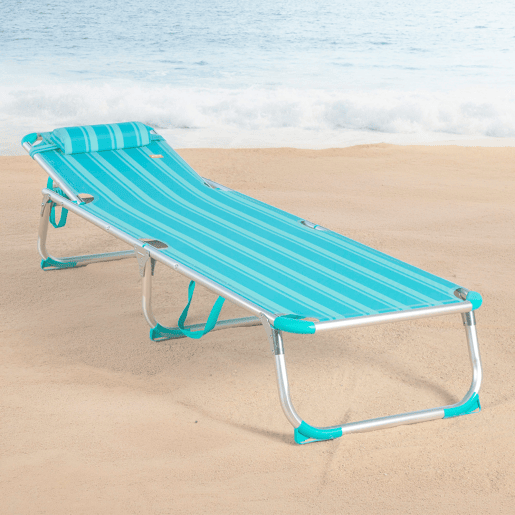 Aktive Espreguiçadeira de praia multiposições 186x49x30 cm turquesa com almofada