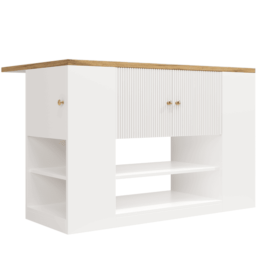 Ilha de cozinha moderna 140x70x90 cm - Com gavetas, prateleiras e armários - Branco Ilha de cozinha moderna 140x70x90 cm - Com gavetas, prateleiras e armários - Branco