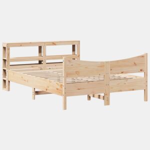 Estrutura de Cama de casal simple com cabeceira 140x200 cm pinho maciço